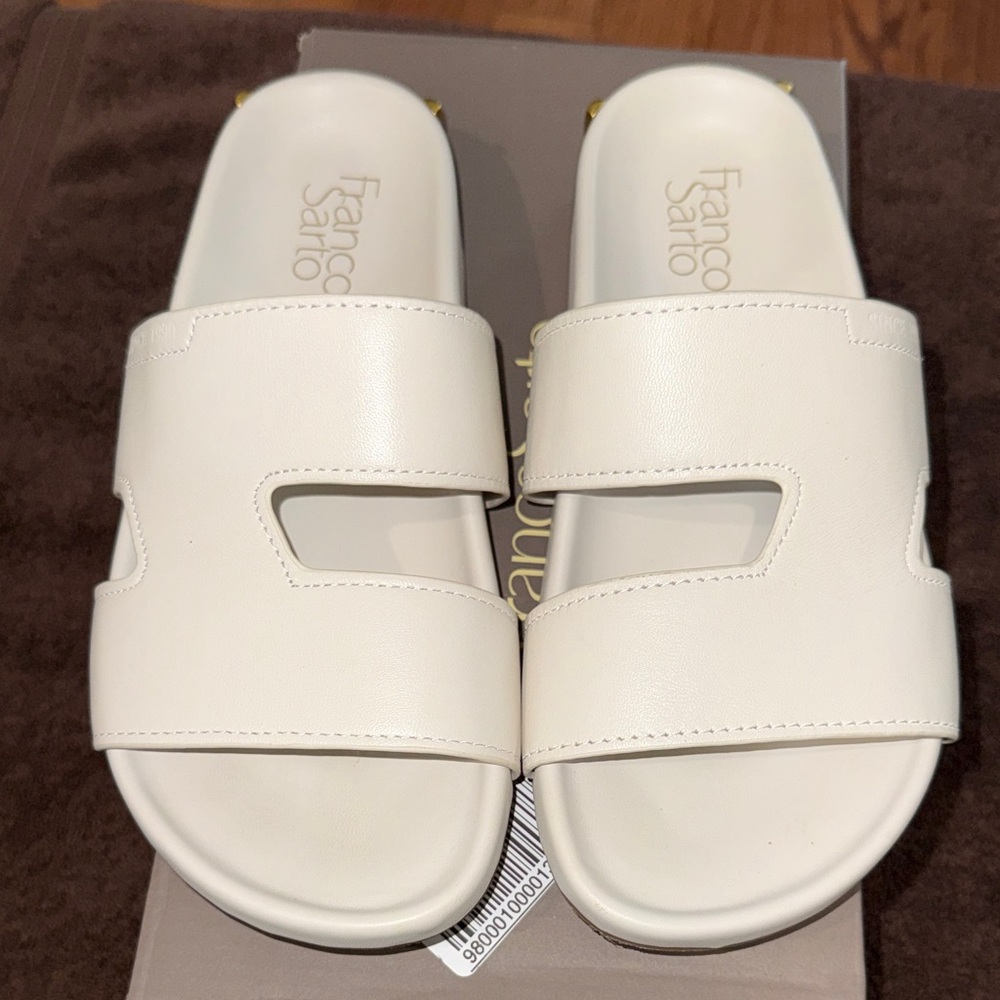 Franco Sarto Cream Slide Sandals